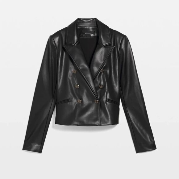 nwt WHITE HOUSE BLACK MARKET vegan leather novelty button jacket 0 - Picture 1 of 3